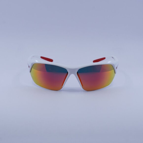 NIKE SKYLON ACE FQ4683 106 Sunglasses White Geometric Frame, Grey/Red Lenses - Picture 4 of 9